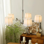 Rockville Lustre Abat-jours en Tissu Bras Courbés en Nickel Élégant - Neutralighting
