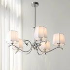Rockville Lustre Abat-jours en Tissu Bras Courbés en Nickel Élégant - Neutralighting