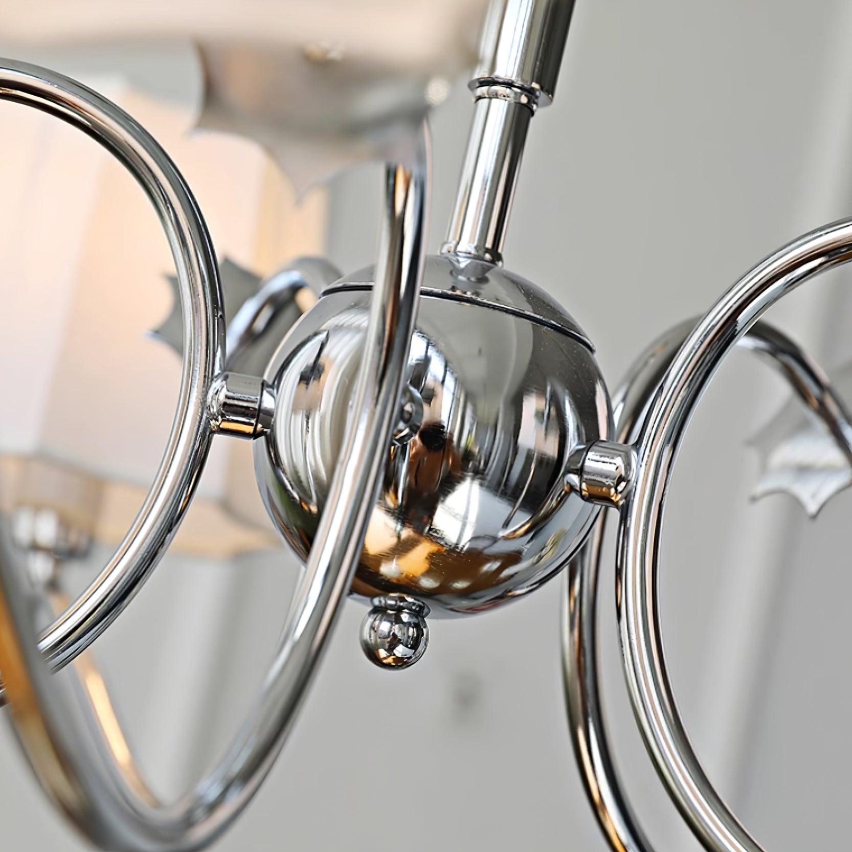 Rockville Lustre Abat-jours en Tissu Bras Courbés en Nickel Élégant - Neutralighting