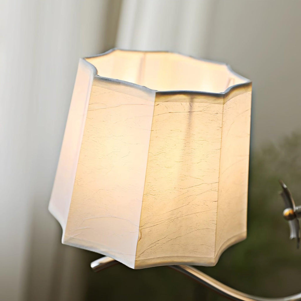 Rockville Lustre Abat-jours en Tissu Bras Courbés en Nickel Élégant - Neutralighting