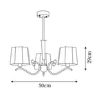 Rockville Lustre Abat-jours en Tissu Bras Courbés en Nickel Élégant - Neutralighting