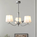 Rockville Lustre Abat-jours en Tissu Bras Courbés en Nickel Élégant - Neutralighting