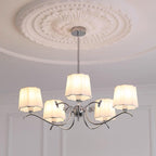 Rockville Lustre Abat-jours en Tissu Bras Courbés en Nickel Élégant - Neutralighting