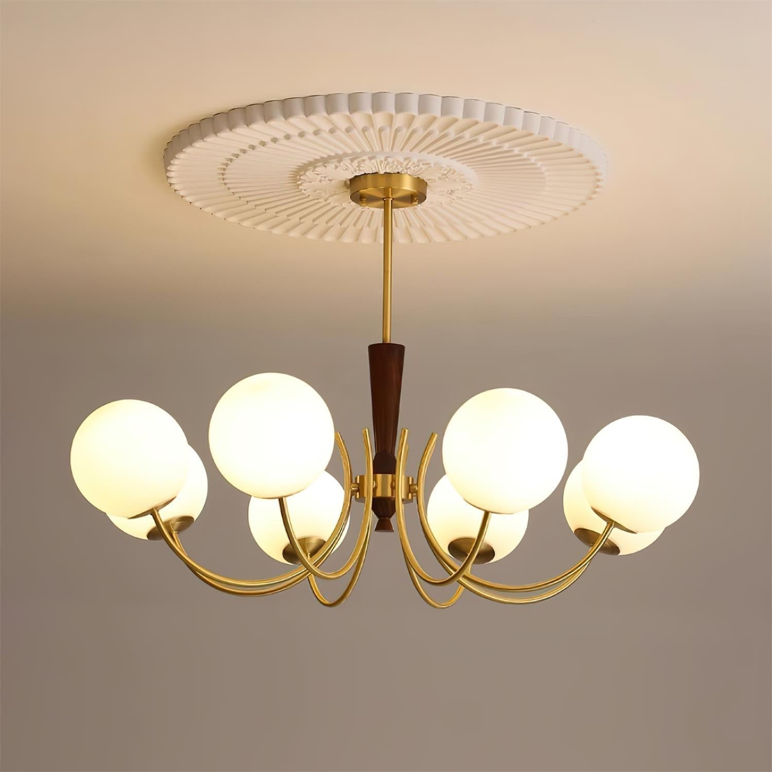 Veslo Lustre Globe en Laiton et Bois - Neutralighting