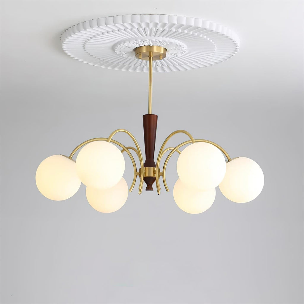 Veslo Lustre Globe en Laiton et Bois - Neutralighting