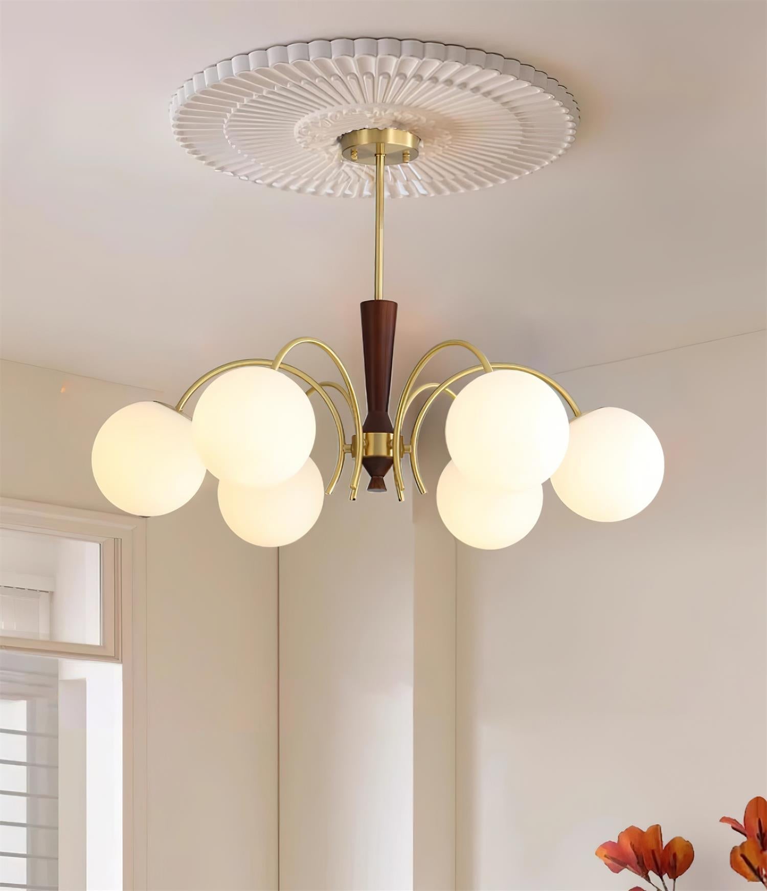 Veslo Lustre Globe en Laiton et Bois - Neutralighting
