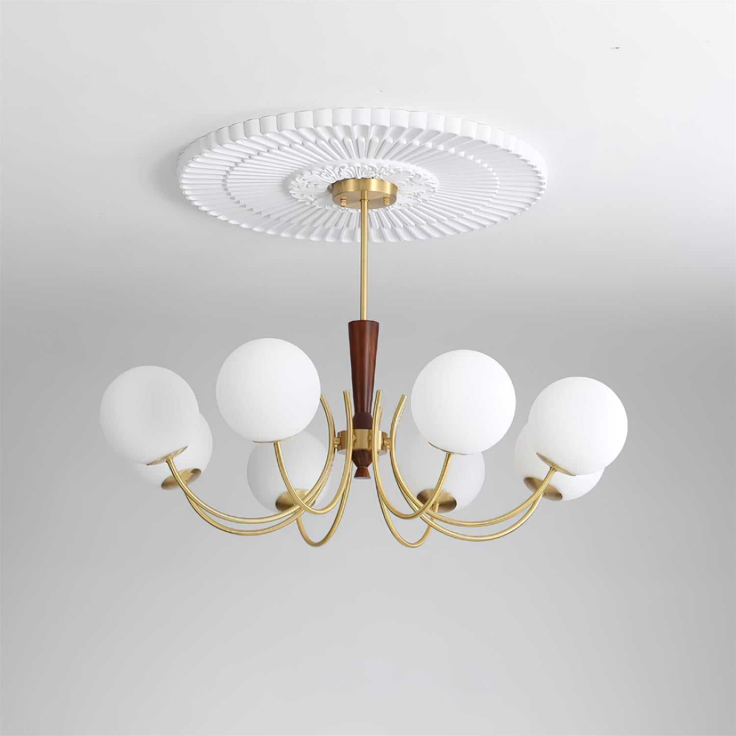 Veslo Lustre Globe en Laiton et Bois - Neutralighting