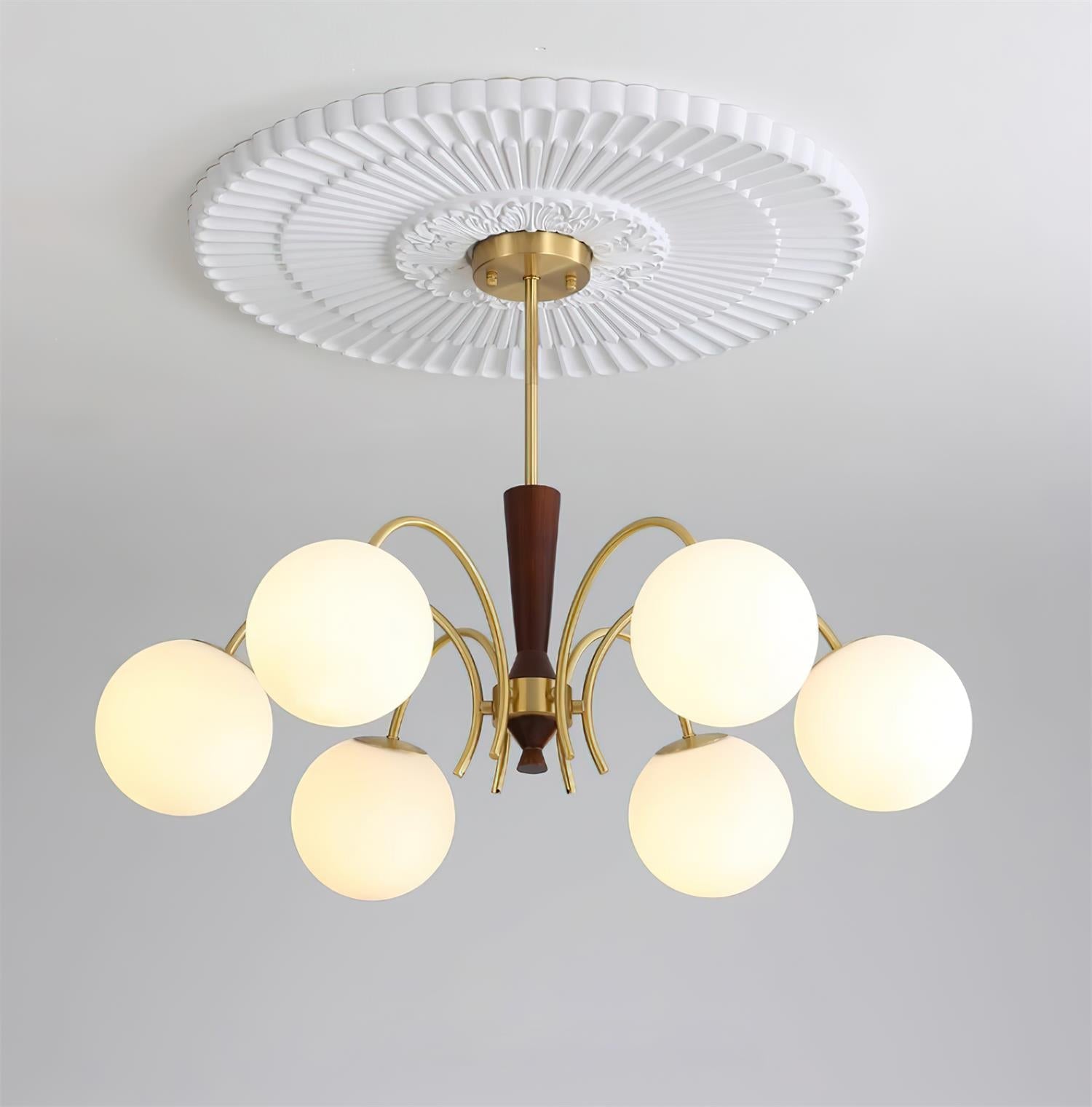 Veslo Lustre Globe en Laiton et Bois - Neutralighting