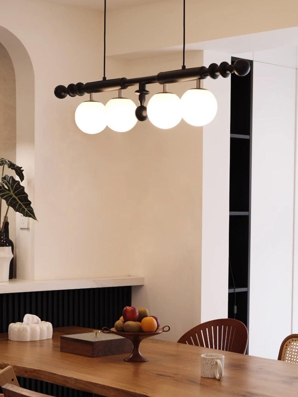 Lustra Chandelier Colonne Romaine Bois Verre - Neutralighting