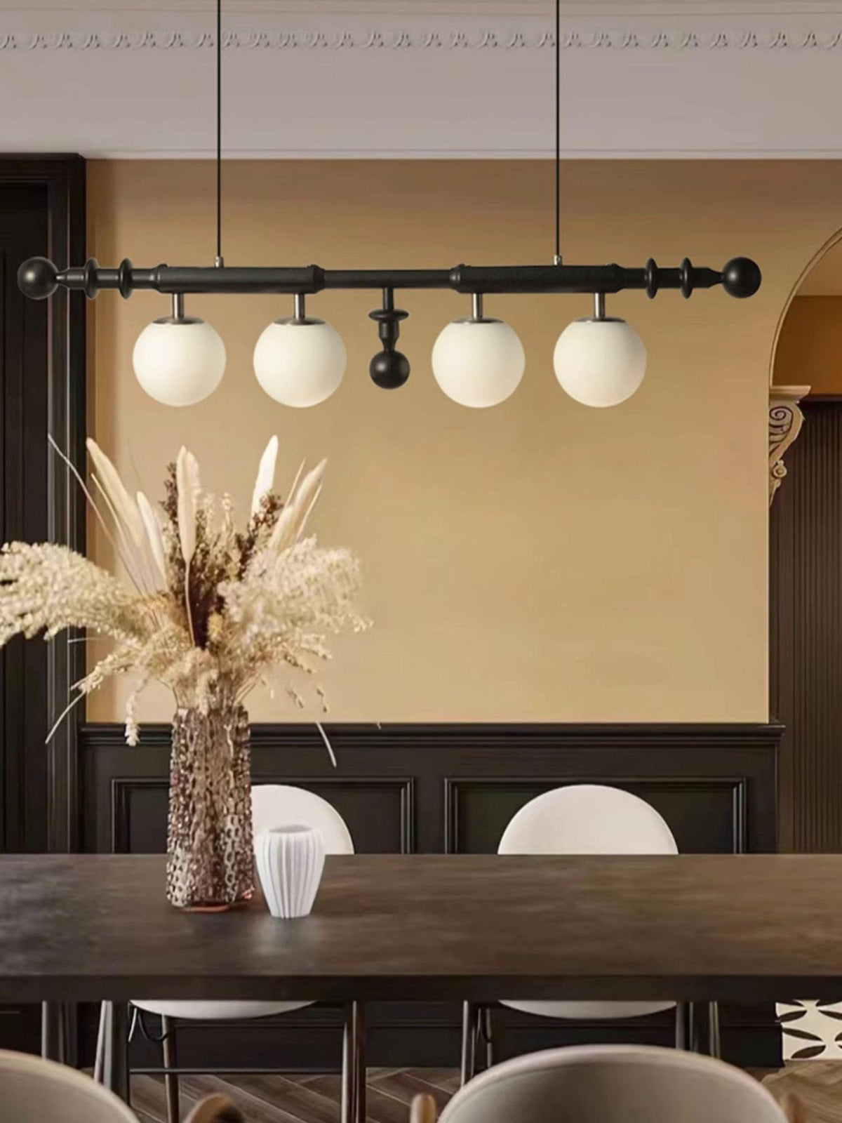 Lustra Chandelier Colonne Romaine Bois Verre - Neutralighting