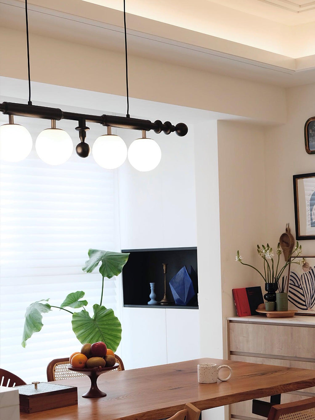 Lustra Chandelier Colonne Romaine Bois Verre - Neutralighting