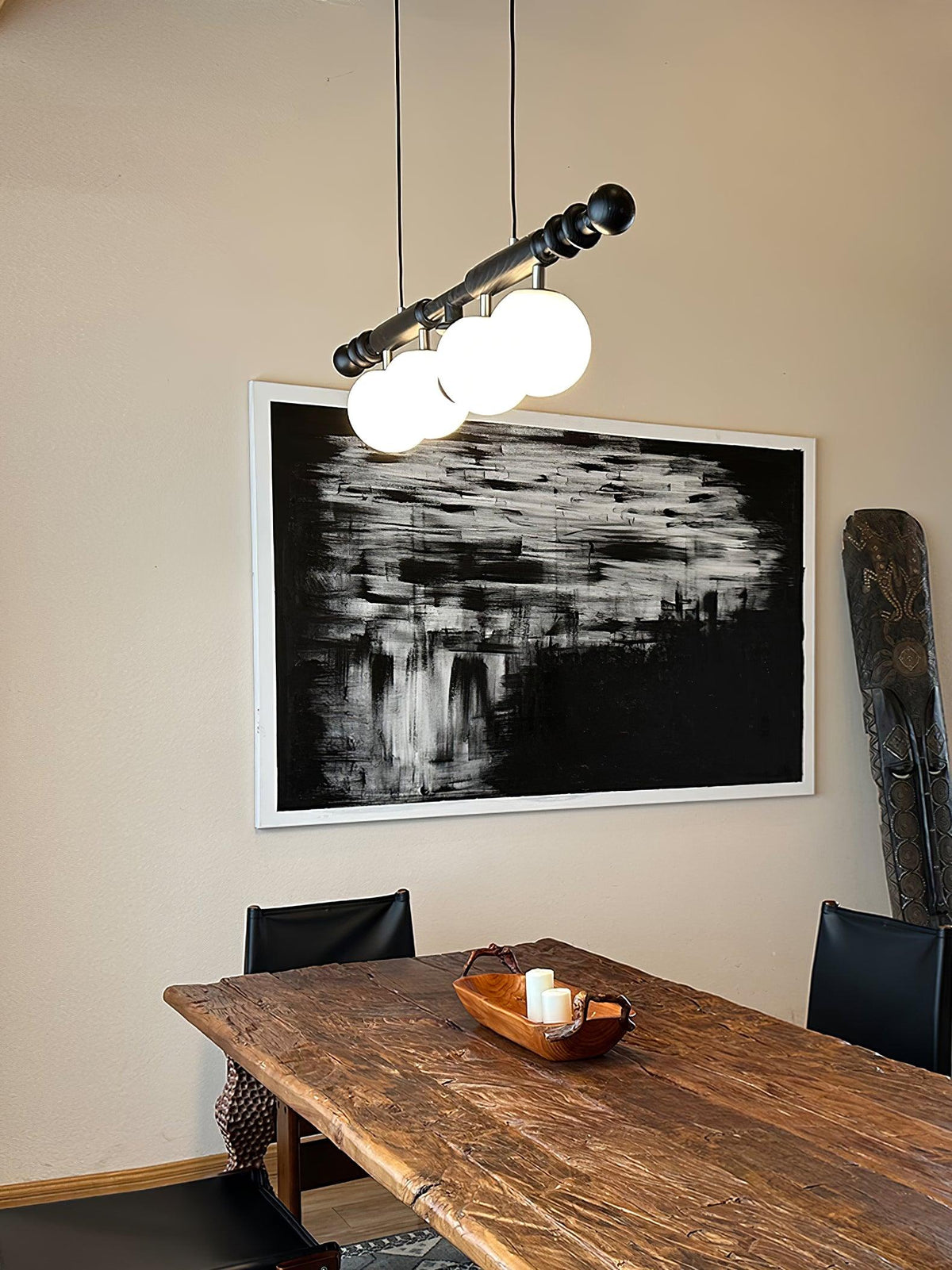 Lustra Chandelier Colonne Romaine Bois Verre - Neutralighting