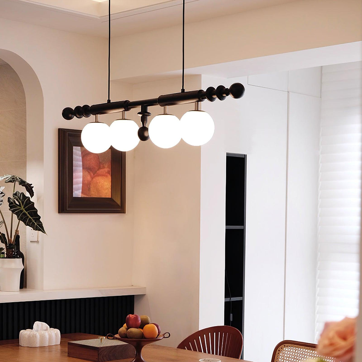 Lustra Chandelier Colonne Romaine Bois Verre - Neutralighting