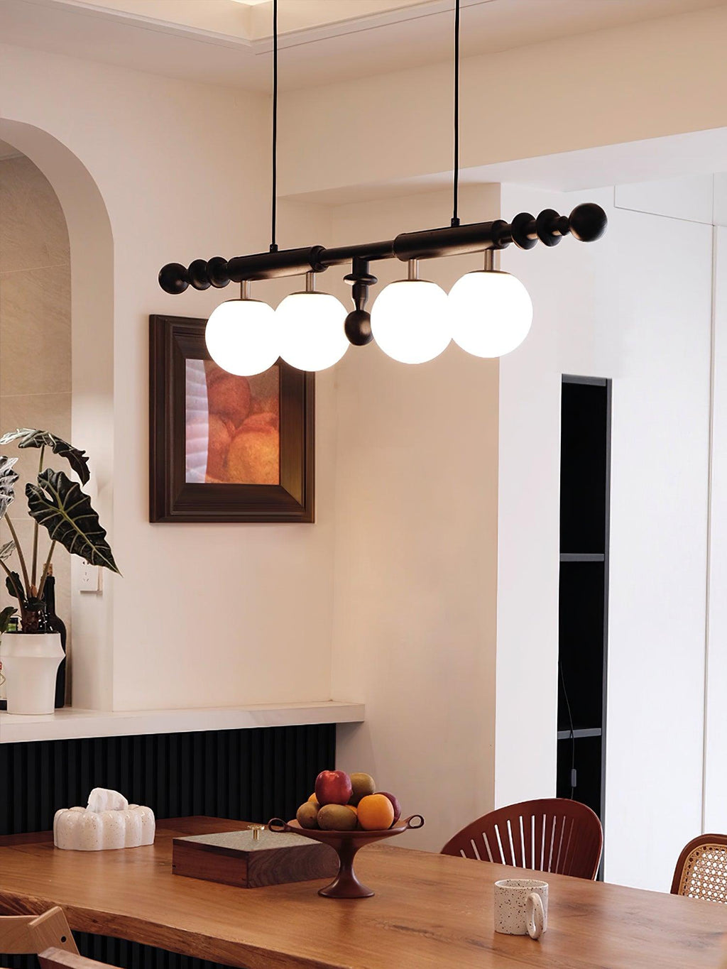 Lustra Chandelier Colonne Romaine Bois Verre - Neutralighting