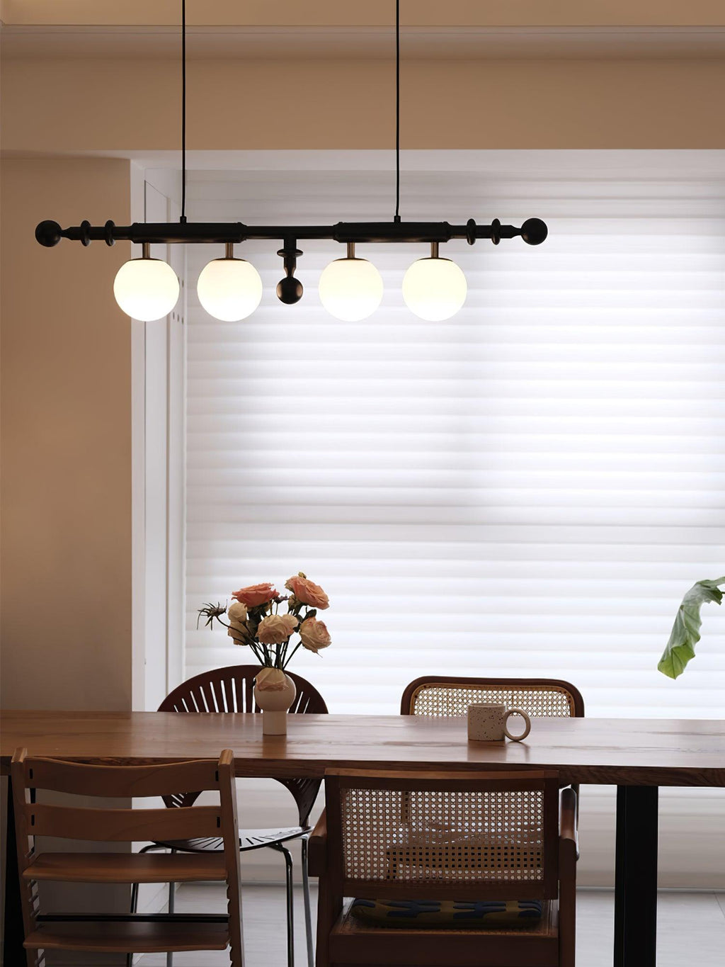 Lustra Chandelier Colonne Romaine Bois Verre - Neutralighting