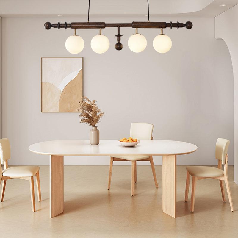 Lustra Chandelier Colonne Romaine Bois Verre - Neutralighting