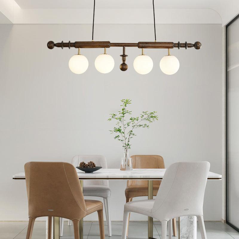 Lustra Chandelier Colonne Romaine Bois Verre - Neutralighting