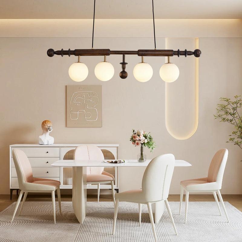 Lustra Chandelier Colonne Romaine Bois Verre - Neutralighting