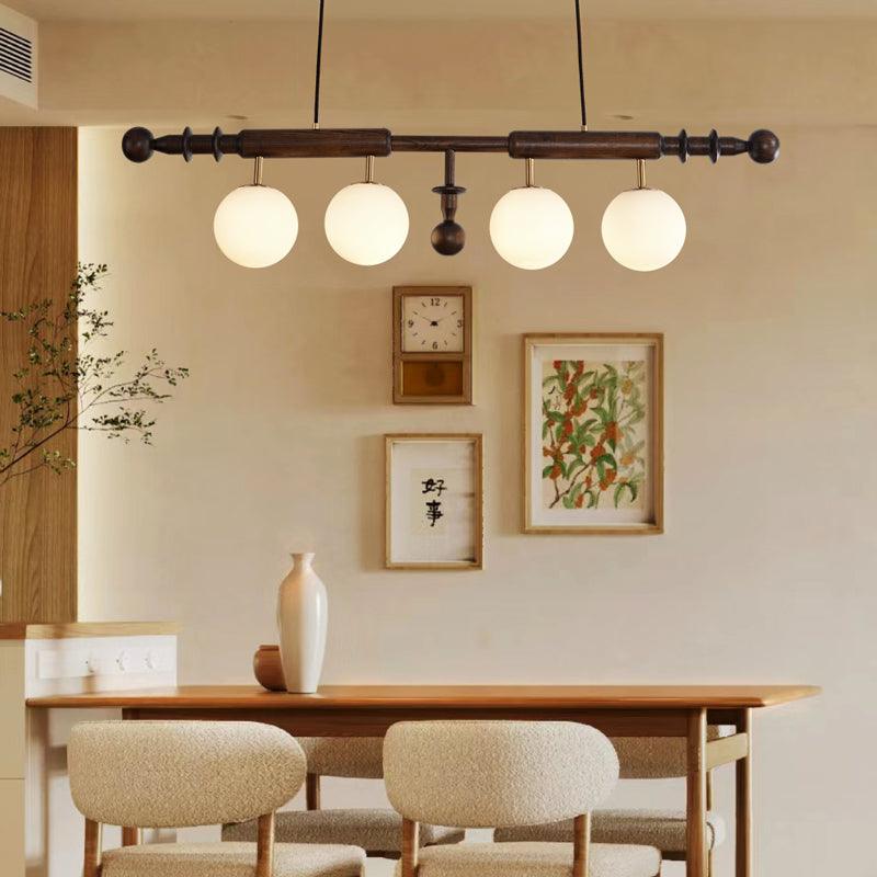 Lustra Chandelier Colonne Romaine Bois Verre - Neutralighting