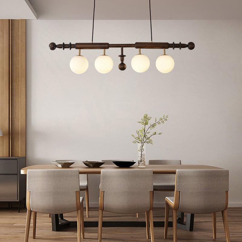 Lustra Chandelier Colonne Romaine Bois Verre - Neutralighting