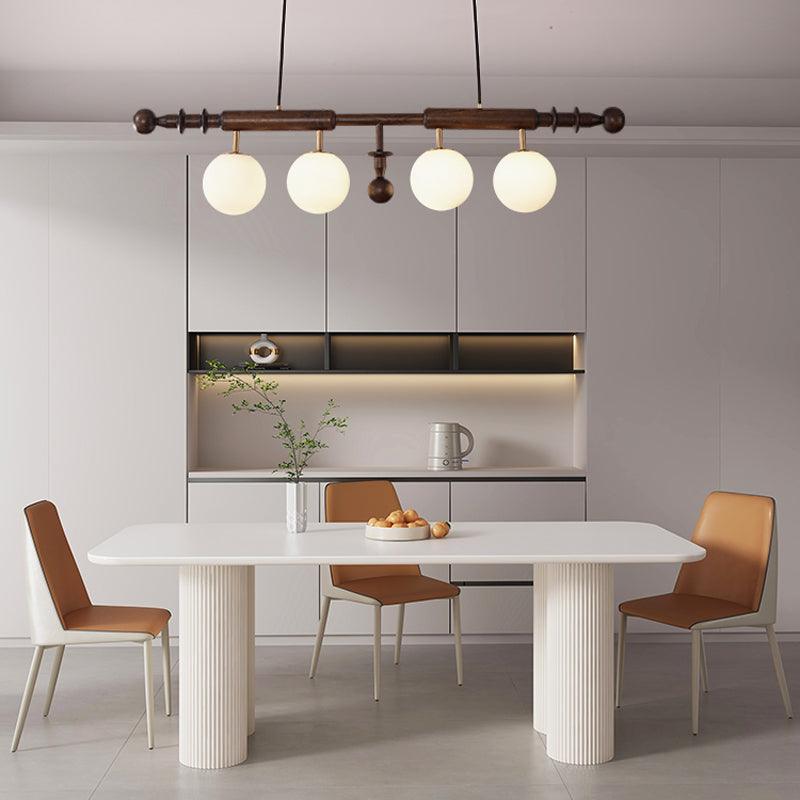 Lustra Chandelier Colonne Romaine Bois Verre - Neutralighting