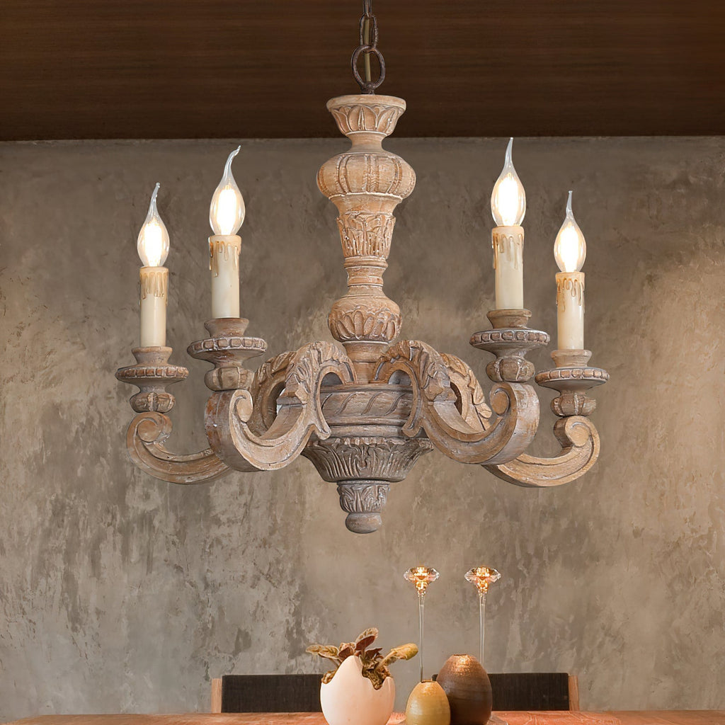 Olrinila Lustre en Bois Sculpté à la Main Pilier Romain - Neutralighting
