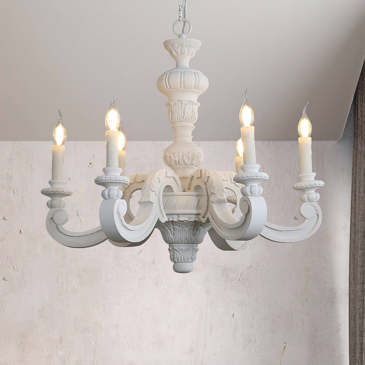 Olrinila Lustre en Bois Sculpté à la Main Pilier Romain - Neutralighting