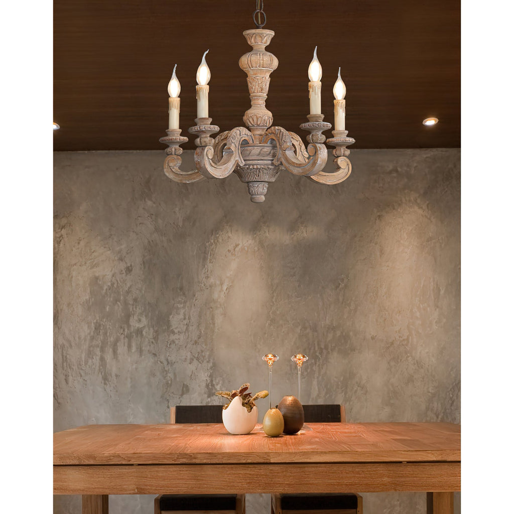 Olrinila Lustre en Bois Sculpté à la Main Pilier Romain - Neutralighting