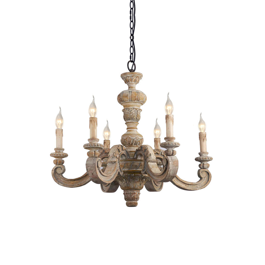 Olrinila Lustre en Bois Sculpté à la Main Pilier Romain - Neutralighting