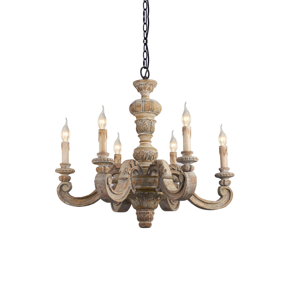Olrinila Lustre en Bois Sculpté à la Main Pilier Romain - Neutralighting