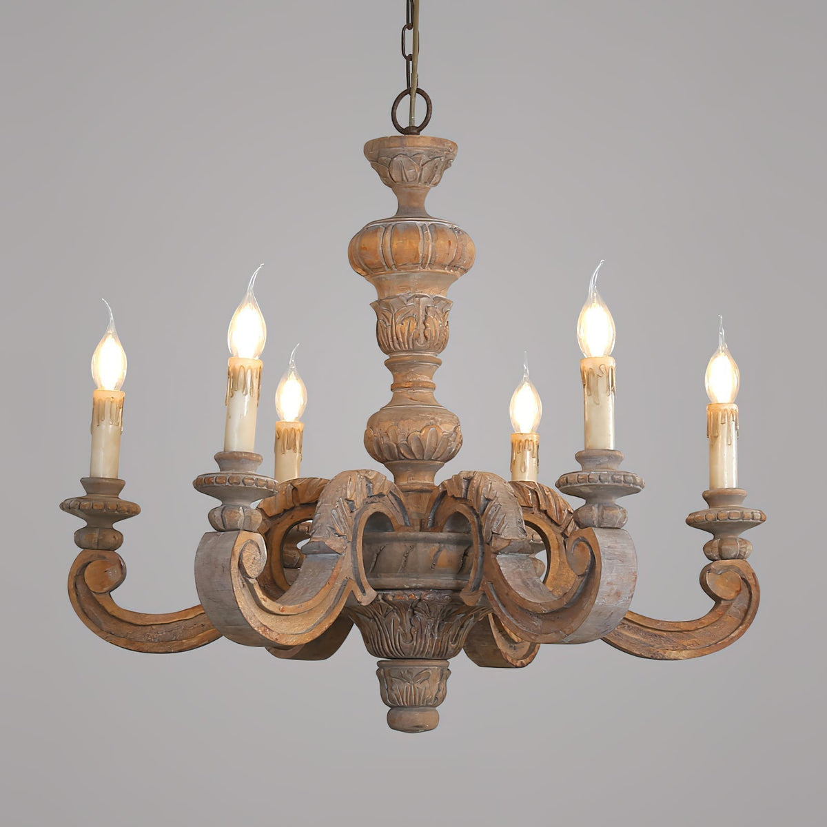 Olrinila Lustre en Bois Sculpté à la Main Pilier Romain - Neutralighting