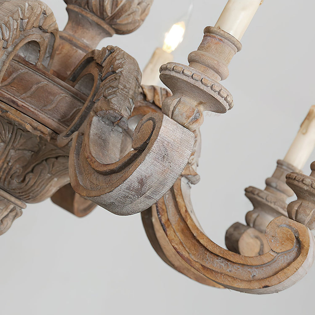 Olrinila Lustre en Bois Sculpté à la Main Pilier Romain - Neutralighting