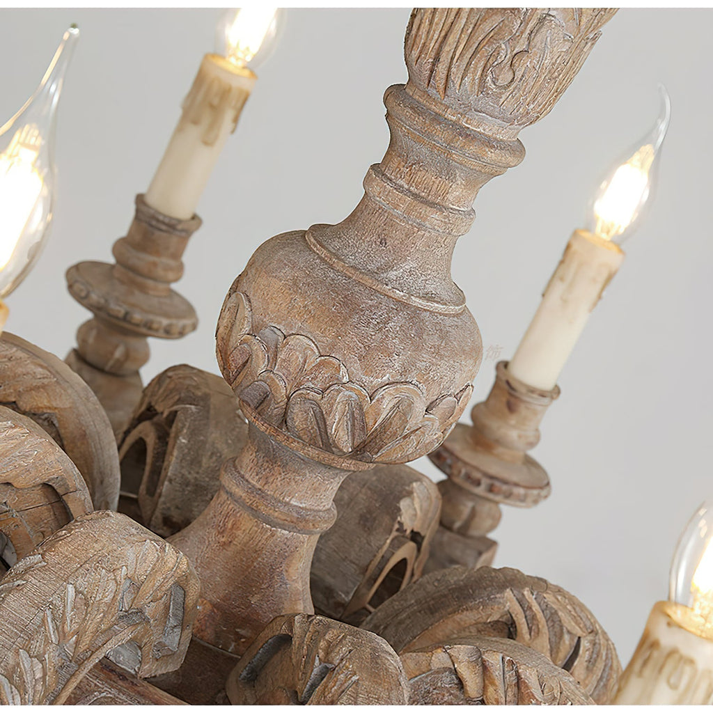 Olrinila Lustre en Bois Sculpté à la Main Pilier Romain - Neutralighting