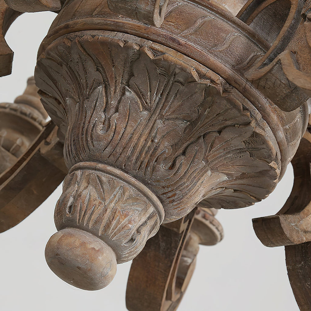 Olrinila Lustre en Bois Sculpté à la Main Pilier Romain - Neutralighting