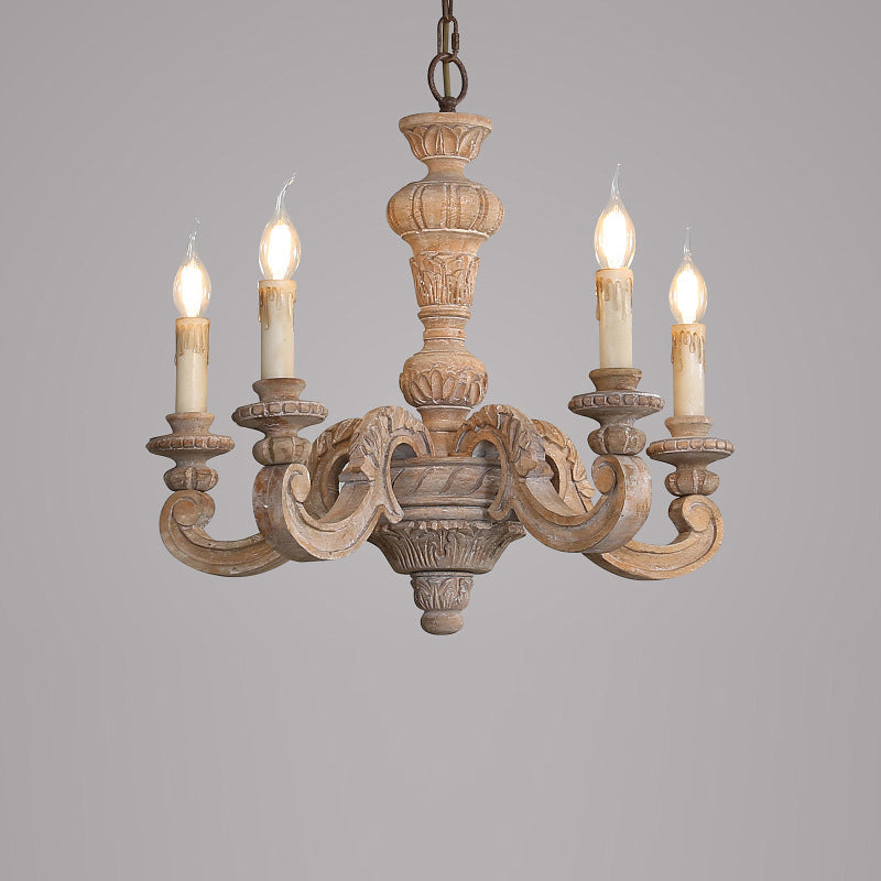 Olrinila Lustre en Bois Sculpté à la Main Pilier Romain - Neutralighting