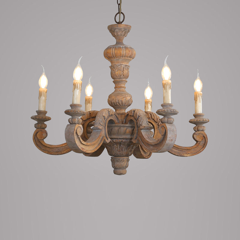 Olrinila Lustre en Bois Sculpté à la Main Pilier Romain - Neutralighting