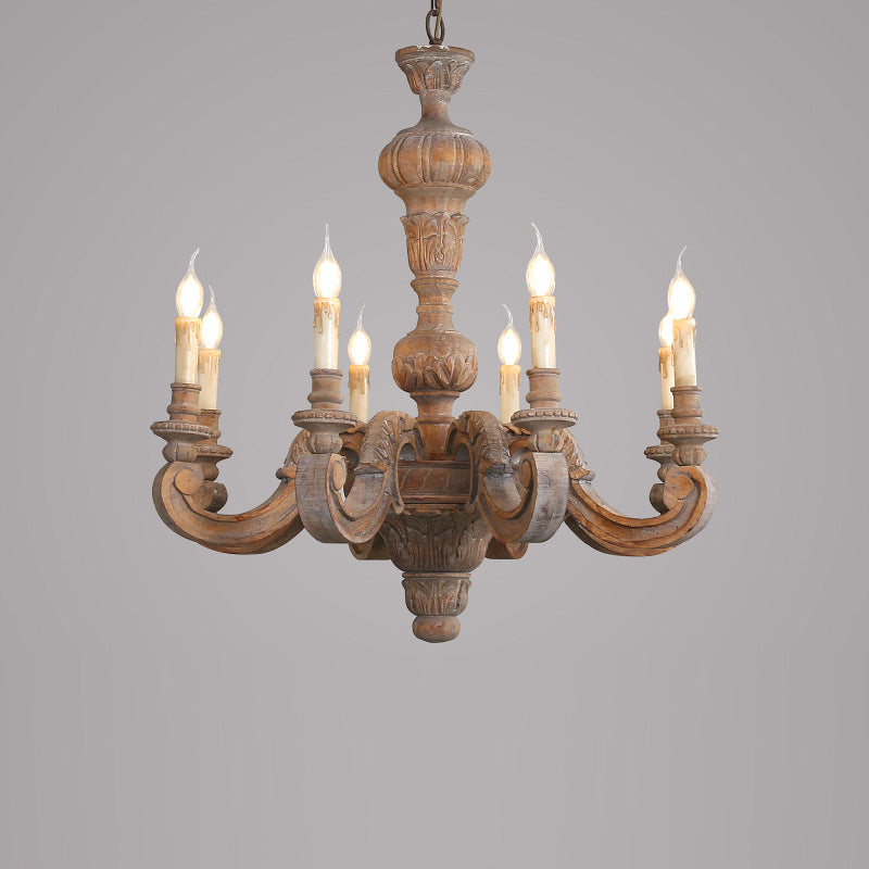 Olrinila Lustre en Bois Sculpté à la Main Pilier Romain - Neutralighting
