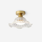 Rosa Lustre Plafonnier Verre Bord Laiton Élégant - Neutralighting