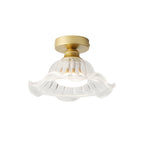 Rosa Lustre Plafonnier Verre Bord Laiton Élégant - Neutralighting