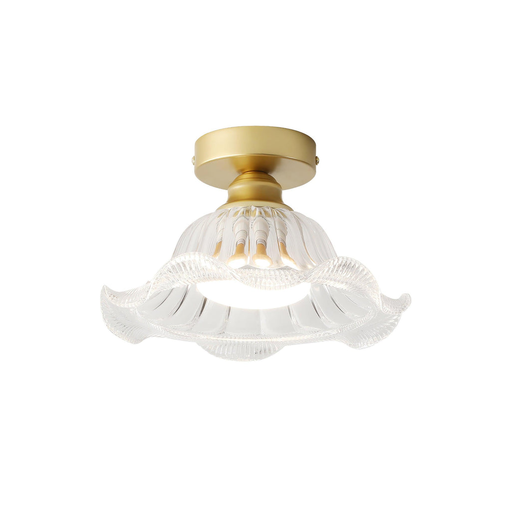 Rosa Plafonnier Verre Froncé Abat-jour Moderne Chambre - Neutralighting