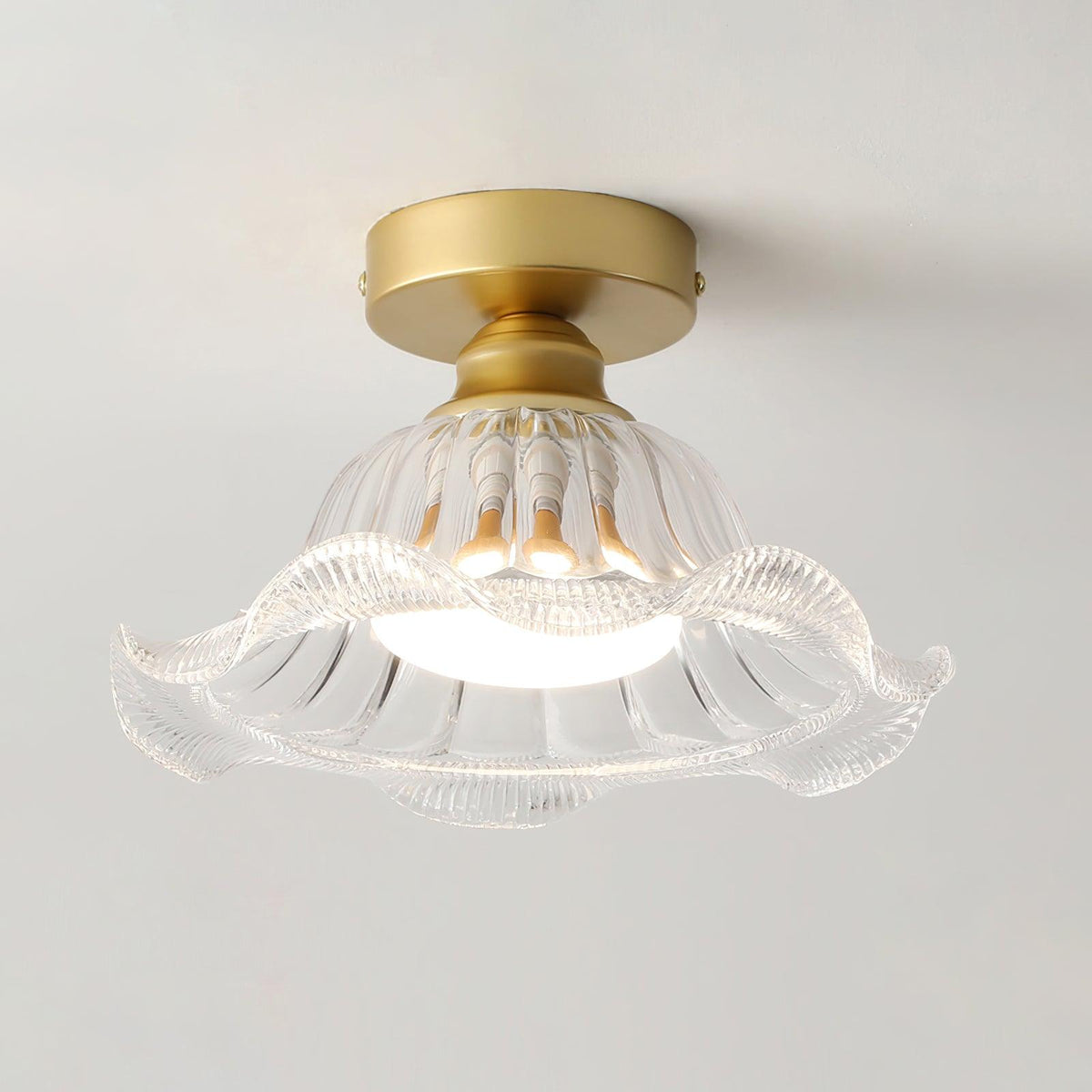 Rosa Plafonnier Verre Froncé Abat-jour Moderne Chambre - Neutralighting