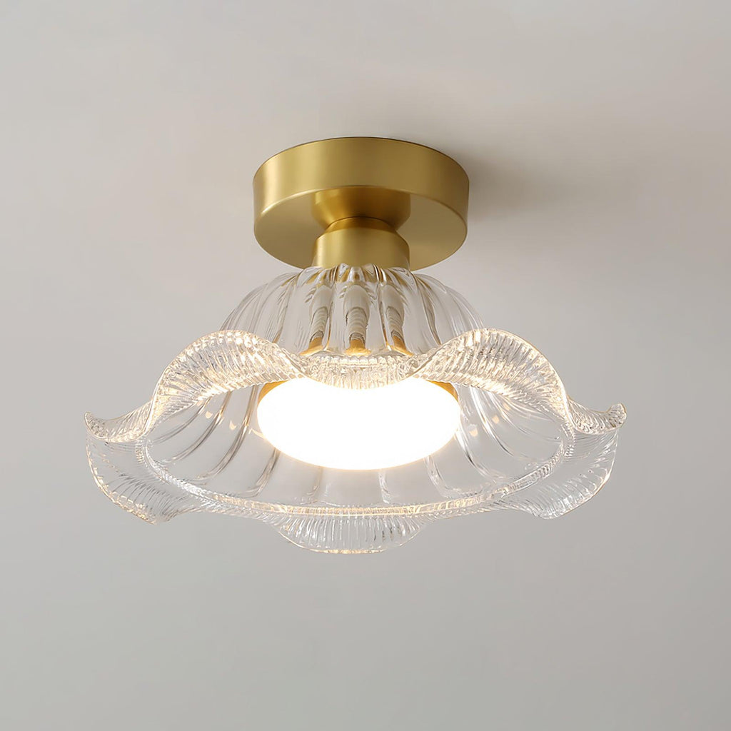 Rosa Plafonnier Verre Froncé Abat-jour Moderne Chambre - Neutralighting