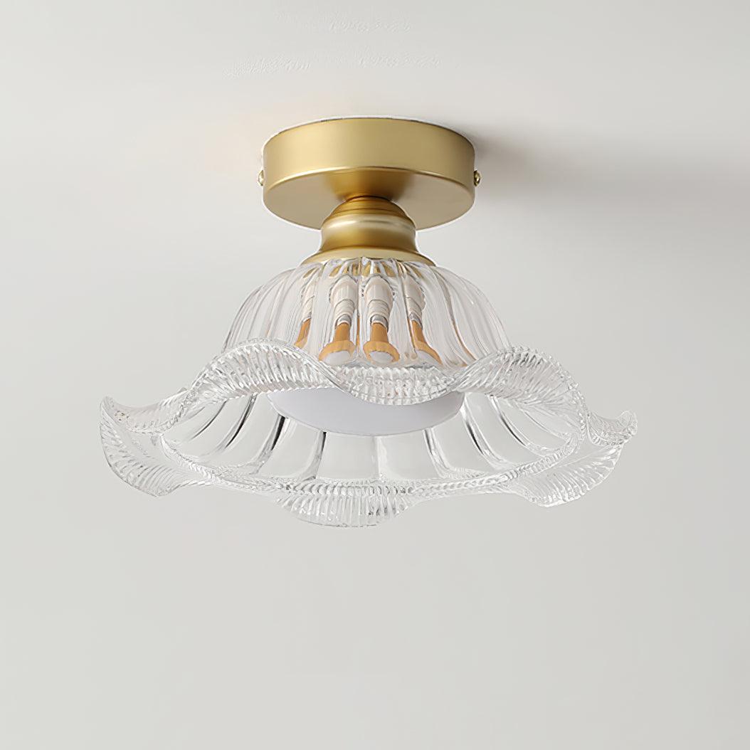 Rosa Lustre Plafonnier Verre Bord Laiton Élégant - Neutralighting