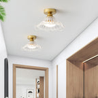 Rosa Lustre Plafonnier Verre Bord Laiton Élégant - Neutralighting