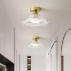 Rosa Lustre Plafonnier Verre Bord Laiton Élégant - Neutralighting