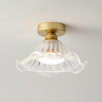 Rosa Lustre Plafonnier Verre Bord Laiton Élégant - Neutralighting