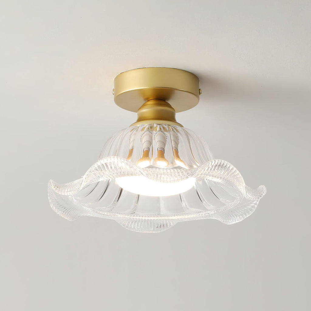Rosa Plafonnier Verre Froncé Abat-jour Moderne Chambre - Neutralighting