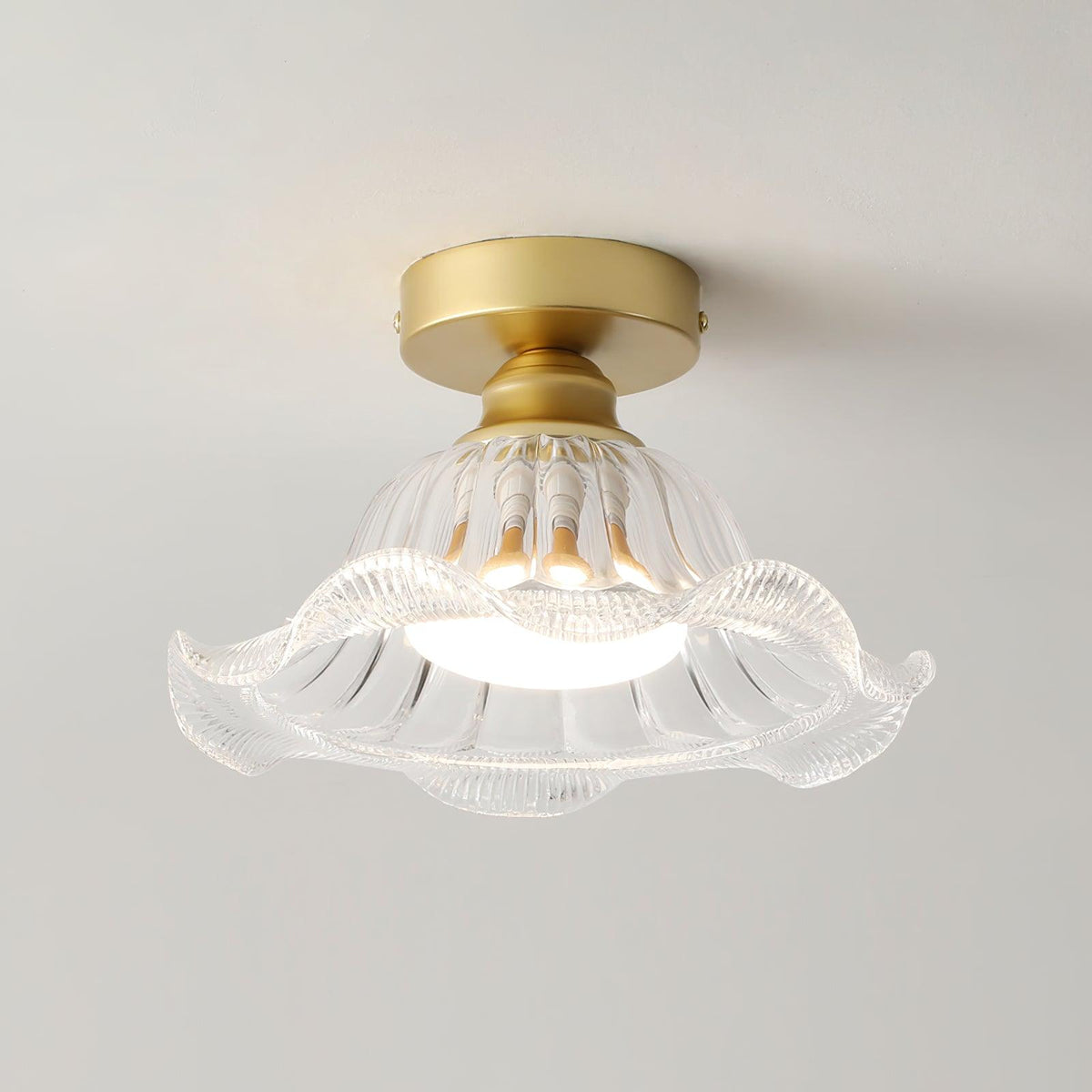 Rosa Plafonnier Verre Froncé Abat-jour Moderne Chambre - Neutralighting