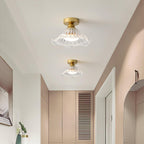 Rosa Lustre Plafonnier Verre Bord Laiton Élégant - Neutralighting