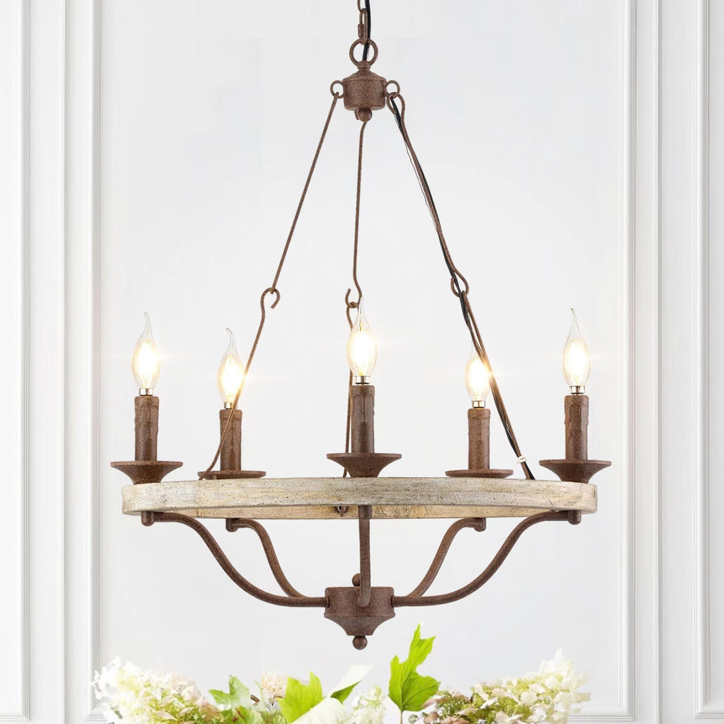 Rosalind Lustre Industriel Vintage Bois Métal Wheeler - Neutralighting
